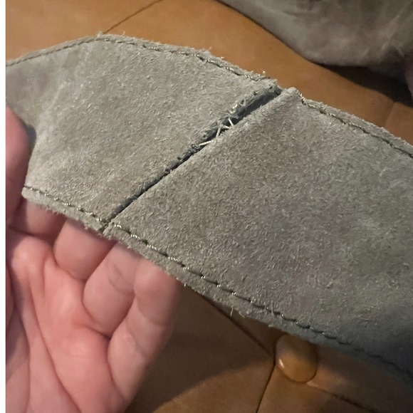 MNG Mango Genuine Leather Suede Trench Coat Belted Taupe Double Breasted - Picture 13 of 16